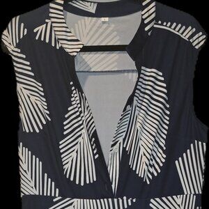 Women's Blue & White Palm Leaf Jumpsuit